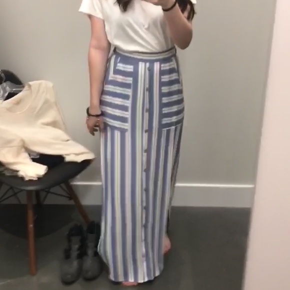 blue and white striped maxi skirt - Picture 2 of 4
